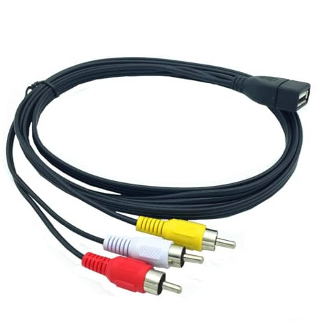 System-S Cable RCA RCA de 20 cm, 3 pines macho a USB 2.0 tipo A hembra de audio