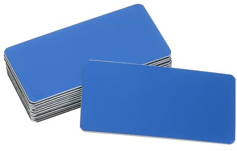 sourcing map 12 Pcs Blank Name Plates, 2.4 x 1.2 Engraved Metal Name Plate Laser Strong Adhesive Nameplate Anodized Aluminium Custom Blank Plates for Signs DIY Crafts, Blue