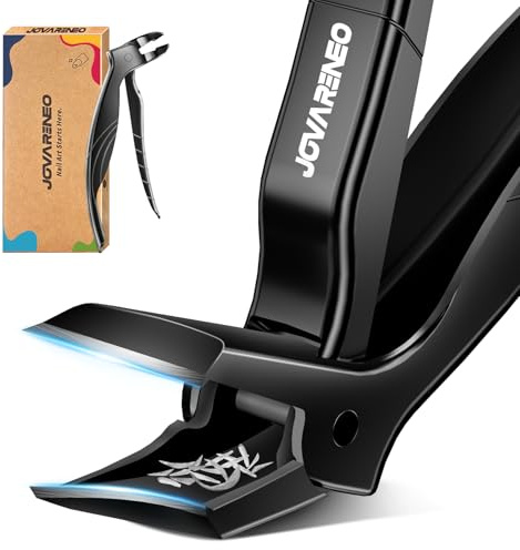 Toenail Clippers for Seniors, Angled Head Large Toe Nail Clippers | Wide Jaw Eagle Beak Clippers for Thick Toenails for Ingrown Nails, Anti-Splash Cutter with Curved Blade, Cuticle Clippers