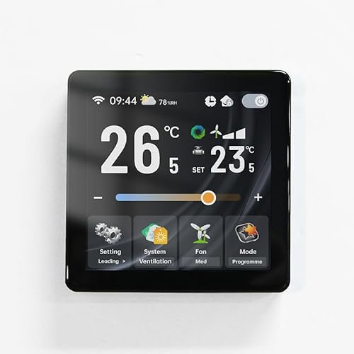 Termostato Inteligente WiFi 4 Tubos para Aire Acondicionado Fan Coil con Conexión WiFi para Soporte de Voz Inteligente Termostato Controlador