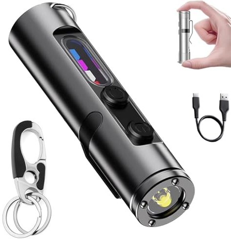 Taclite Mini - The Ultimate Everyday Micro Tool, Rechargeable LED Magnetic Super Bright Tactical Flashlight, High Lumens with 3 Brightness, Waterproof, with Hat Clip, for Camping&Hiking (Black)