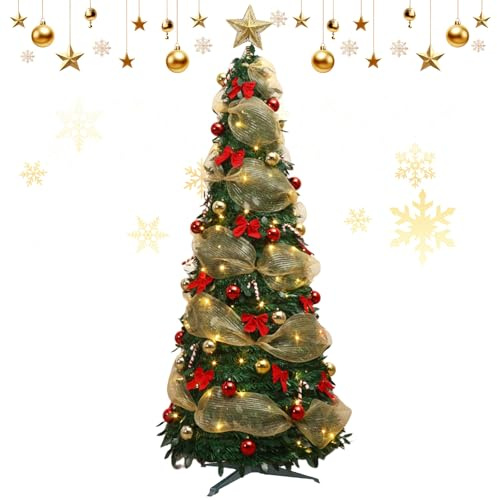 Albero di Natale Artificiale Luminoso a LED 1.5M - Albero di Natale Artificiale con Supporto in Metallo - Decorazione per la Casa - Decorazioni di Stagione Natale - buusace