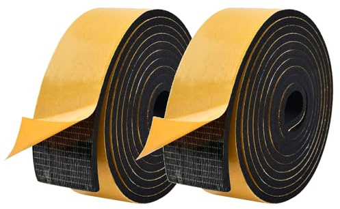 10M*2 Rolls Foam Tape Self Adhesive- 50mm Wide - 6mm Thick,High Density Neoprene Weather Strip,Rubber Gasket Seal,Anti-Vibration,Anti-Collision, Shockproof Insulation for Window Door Car