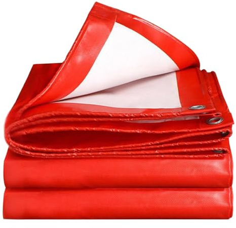 Lonas Impermeables Exterior, Plastico Impermeable, Lona Cubre Piscina Multiusos para Toldos, Techos, Camping, Leñeras(Red,5.9x7.9m/19.4x25.9ft)