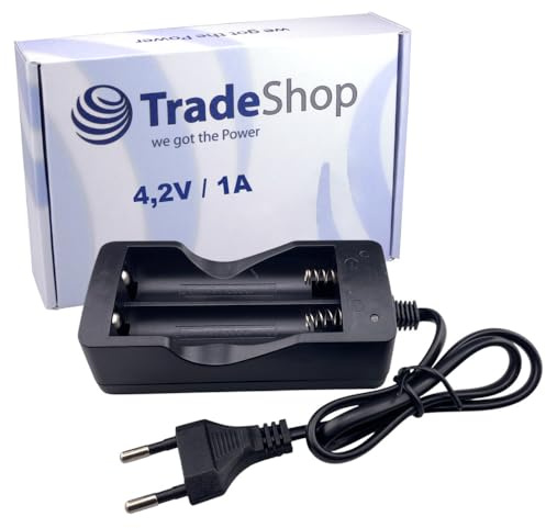 Trade-Shop Dual Ladegerät Ladestation für 3,6V/3,7V Li-Ion Akkus Batterien wie 17650, 17670, 14650, 18650, 18700, 12700