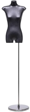 Schneiderpuppe Verstellbare Weibliche Schaufensterpuppe, Schwarz, Aus PU, Professionelle Schneiderpuppe & Bekleidungspräsentationsmodell Mit Abnehmbarem Kopf/Armen & Metallfuß(Round Base)