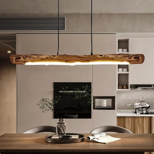 LED Pendelleuchte Hängelampe Retro Holz - Esstischlampe Esszimmer 3000K Vintage Design Esstisch lampe Hängend Höhenverstellbar Esstischlampe Industrial Hängeleuchte für Wohnzimmer Schlafzimmer Büro