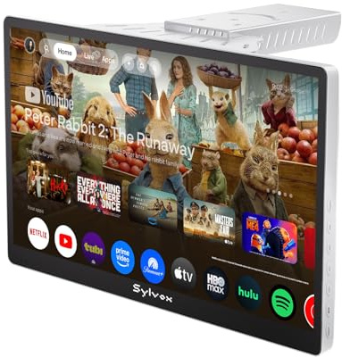 SYLVOX 15.6 Under Cabinet TV, 1080P FHD Kitchen TV Foldable & Rotatable | Small Smart TV with Google TV, Dual Speakers, 12V DC/AC Powered, Flip Down TV for Kitchen Bedroom Campervan & Compact Spaces