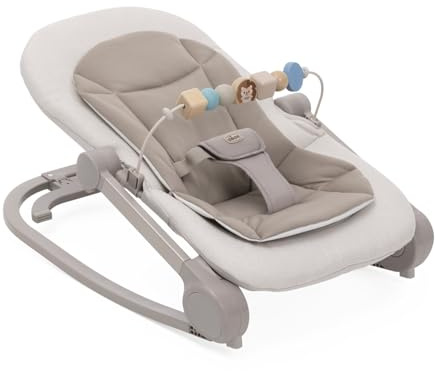 Chicco Wippe Magia 2-in-1: Babywippe und erster Sitz bis 18 kg, Spielbügel mit Holzelementen, Mini-Sitzverkleinerer inklusive, Schaukel- oder feste Position und verstellbare Rückenlehne