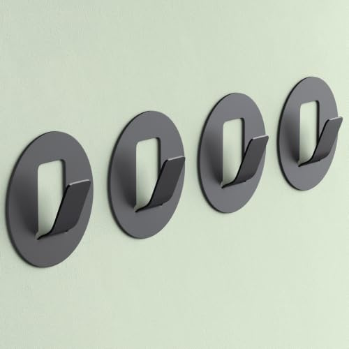Mai & Mai Kleiderhaken selbstklebend 4 Stück 58x58mm Grau Stalo-16 | Handtuchhaken ohne Bohren, Garderobenhaken aus Aluminiumlegierung für Bad und Küche