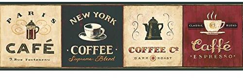 York Wallcoverings Bordüre, Bordüre, Motiv: Kaffee, cremefarben/braun, EB8900B