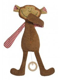 Efie Bio-Spieluhr Schlenker-Affe – 100 % Baumwolle (kbA), Schurwollfüllung (kbT) – handgefertigt in Deutschland – GOTS-zertifiziert - Melodie (Schuberts Wiegenlied)