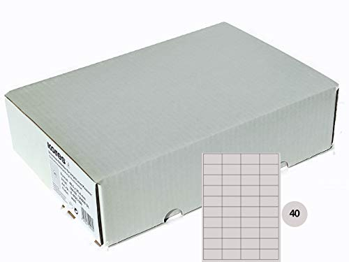 Kores - Universelle selbstklebende rechteckige Etiketten, 500 Blatt im Format Weiß mit Etiketten 52,5 x 29,7 mm