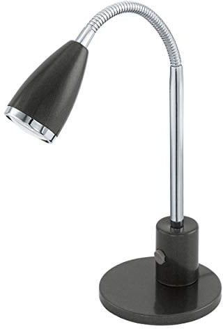EGLO Tischlampe Fox, 1 flammige Tischleuchte, Klassisch, Schreibtischlampe aus Stahl, Bürolampe in Anthrazit, Chrom, GU10 Fassung