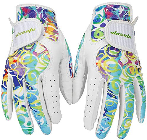 wosofe Guantes de golf para mujeres y niñas, accesorios de cuero suave, transpirables, antideslizantes, 1 par, color blanco, talla L