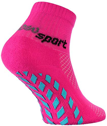Rainbow Socks - Jungen Mädchen Neon Sneaker Sport Stoppersocken - 1 Paar - Rosa - Größen 24-29