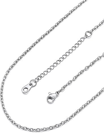 FaithHeart Collier Chaine Femme Long Acier Inoxydable 75 cm, Chainette Inox 2mm pour Collier, Chaine Maille Forcat Argent Homme