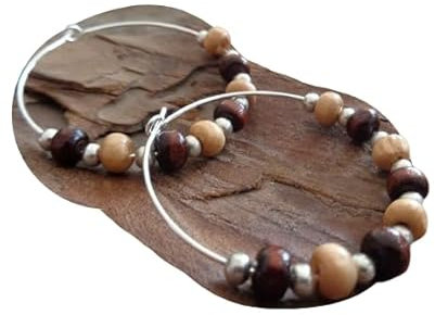 NATUR - BRAUNE HOLZ CREOLEN BOHO TRIBAL auffällige, einmalige Ohrringe aus Naturmaterialien