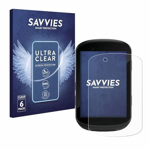 Savvies 6 Stück Schutzfolie für Garmin Edge 530 / Edge 830 Displayschutz-Folie Ultra-Transparent