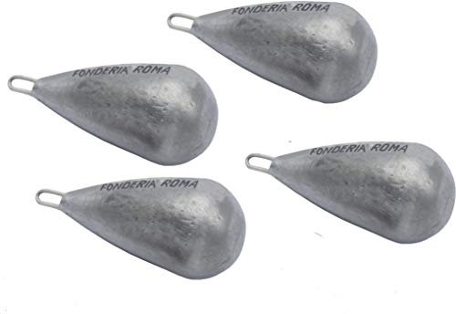 Fonderia Roma, Poire Anneau INOX pêche, Gris Plomb, 50 g
