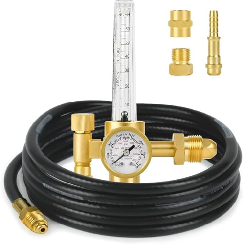 Zistel CO2-Argon-Regler, Argon-Durchflussmesser, Gasregler, Messgerät für MIG TIG Schweißen, mit 3 m Gasschlauch-Schweißen