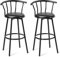 GOPLUS Barhocker 2er Set B, Bar-Stuhl mit um 360°drehbarem Sitz, Tresen-Hocker aus Stahl und Leder mit gepolsterter Sitzfläche, Rückenlehne, für Bar, Restaurant (Modell 1)
