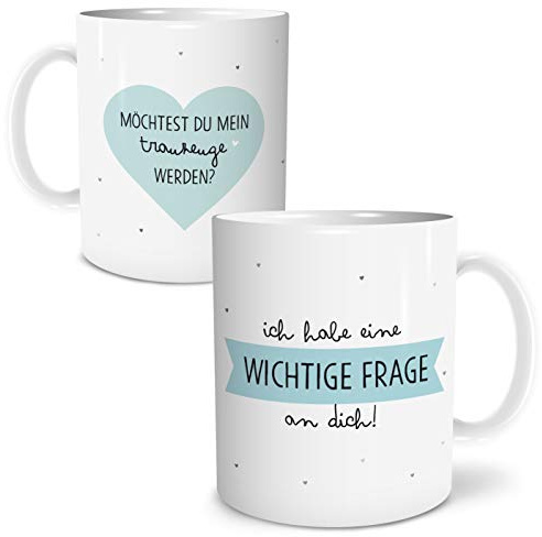 OWLBOOK® Geschenke für Trauzeuge Geschenke für Männer Frage Trauzeuge Tasse mit Spruch Geschenke Geschenkideen für Trauzeuge zur Hochzeit Keramik 300 ml
