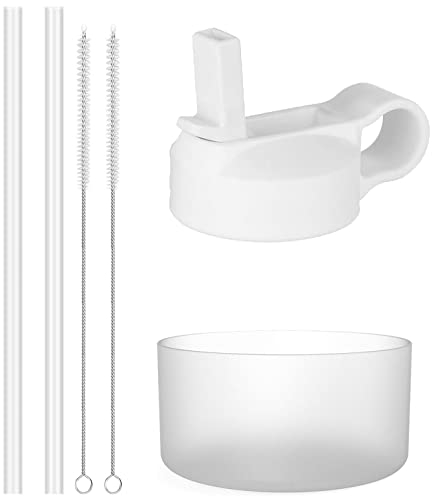 The Mass Straw Lid and Boot for Hydro Flask Wide Mouth and Other Brand Insulated Water Bottle (Fit Wide Mouth 32/40oz, White Lid & White Clear Boot)