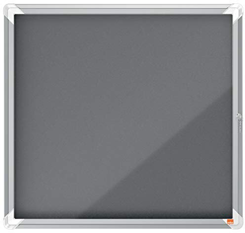 Nobo abschließbarer Schaukasten mit Filz-Notiztafel, 6 x A4, Premium Plus, Grau, 1915328