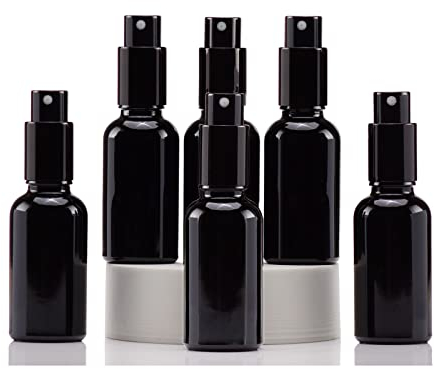 YIZHAO Bottiglie Spray Vetro 30ml, Nero Spruzzino Nebulizzatore Piccolo, per Olii Essenziali, Profumo, Pulizia, Cosmetici, Viaggio, Farmacia - 6 Pcs
