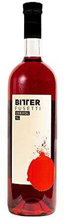 Bitter Fusetti, Aperitivo da Infuso a base di erbe, piante aromatiche, spezie e agrumi, 25% Vol, Bottiglia in Vetro da 1 L