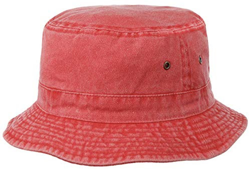 Lipodo Washed Bucket Fischerhut Damen Herren 100% Baumwolle Packable Handwäsche bis 30 Grad Farbvielfalt Übergrößen Frühjahr Sommer rot XL (61-62 cm)