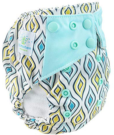 Blümchen All-in-One Bambus OneSize Stoffwindel Druckknöpfe (3,5-15kg) Geometrische Design Tropfen