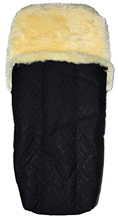 Moro-Design Lammfell Kinderwagen Fellsack Babywagen Felleinlage Fußsack Relugan Baby Fell (Schwarz)