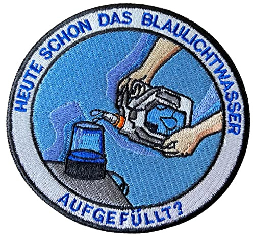 Polizeimemesshop - Blaulichtwasser Textil Patch - Klettpatch - Polizei - Sirene - Prakti - Praktikant