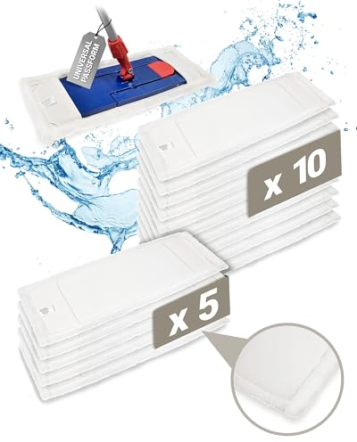 Prieser 10x Profi Wischmopp 40cm mit Fransen – Aus 100% robustem Mikrofaser – Fusselfreier Bodenwischer für sehr Gute Schmutzaufnahme – Langlebiger Bodenwischer Bezug