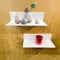 Dantolo Wandregal Badablage Ohne Bohren Weiß, 2er Set Acryl Wandregal Klein Regal Ohne Bohren Selbstklebende Organizer Schwebende Regale Hängeregal Duschregal für Wohnzimmer Küchen Schlafzimmer