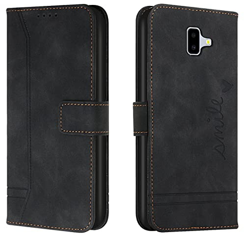 Lihondar Cover per Samsung Galaxy J6 Plus 2018, Custodia Samsung J6 Plus 2018 Portafoglio, Flip Libro Wallet Case Custodia in Pelle PU Premiumcon Magnetica a Scatto per Samsung J6 Plus 2018 (Nero)