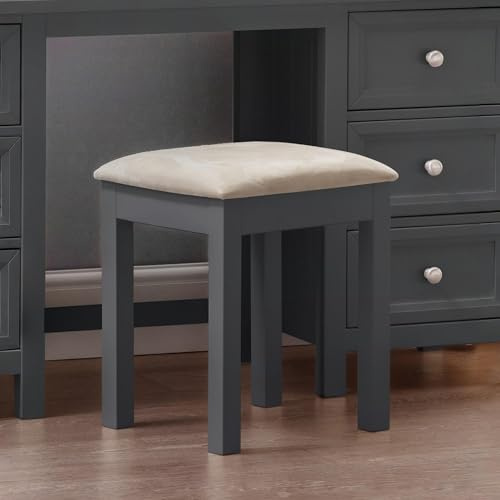 Julian Bowen Maine Schminkhocker, taubengrau | New England Style Vanity Stool for Bedroom, Padded Padded Seat, Comfortable Makeup Chair