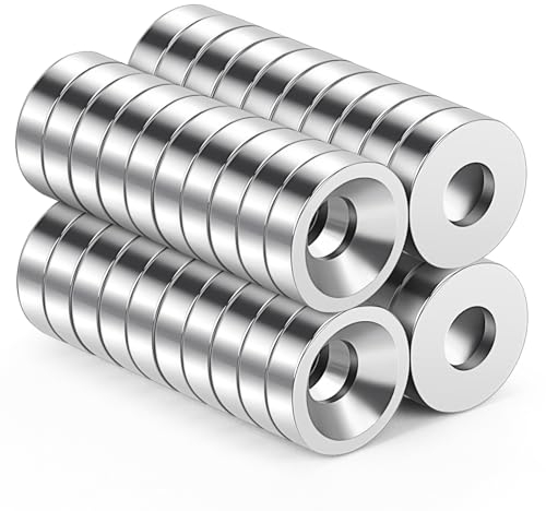 Wukong Neodym Magnete Mit Loch 8x3mm 40 Stück Mini Magnete Stark Flach für Magnetplatte, Küche, Kühlschrank und Werkzeugraum