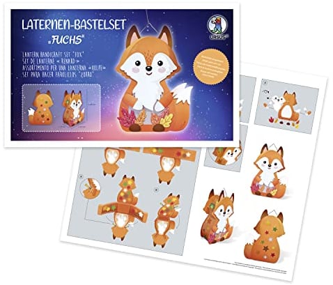 Ursus 18740001F - Laternen-Bastelset Fuchs, Komplett-Set zum Selber-Basteln einer Laterne, inkl. Anleitung, ideal für Festumzüge oder als herbstliche Dekoration, Mittel