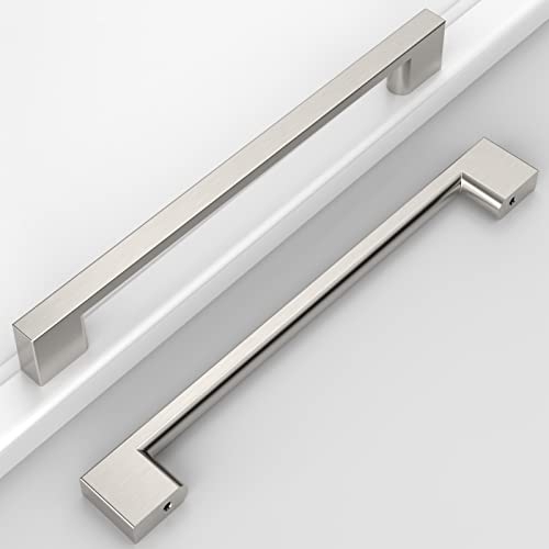Amerdeco 8 Stück Möbelgriffe Gebürsteter Nickel 192mm Lochabstand Schubladen Griffe für Küchenschränke Schrankgriffe Schubladengriffe Türgriffe für Küchenschränke Kleiderschrank UK0036