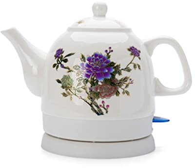 Bouilloire électrique Raditional Bouilloire électrique Country Rose Céramique sans fil Ébullition rapide 1L Électrique Style vintage Eau chaude électrique Bouilloire à thé Bouilloire électrique