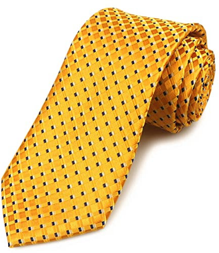 Vinesen Herren-Krawatte, gestreift, gemustert, Jacquard, formelle Designer-Krawatte, gepunktet, Goldgelb, Einheitsgröße