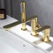 Yalsfowe Robinet de baignoire, mitigeur de baignoire avec douchette, robinet de baignoire 3 trous moderne, ensemble de robinet de baignoire à poignée unique, mitigeur de douche,D'or