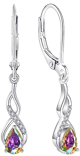 YL Damen Unendlichkeit Ohrringe 925 Sterling Silber mit Regenbogen Zirkonia Weiß Ohrringe