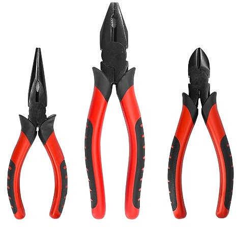 Yonzhenlite 3-Pieces Mini Pliers Set, Diagonal Plier, Linesman Plier, Needle Nose Pliers, 6 Inch, Mechanic, Craftsman Basic Tool Kit