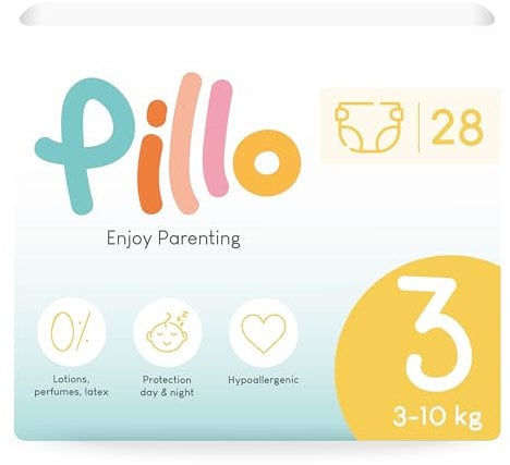 Pillo Windeln 3 - Packung mit 28 Windeln Größe 3 - Midi (6-10 kg) - Windel Baby Diapers