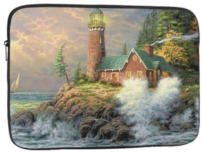 Coast Wave and Lighthouse Laptoptasche Laptophülle Laptophülle iPad Hülle 13 Zoll Laptop Sleeve 15 Zoll Laptop Sleeve iPad Pro 11 Zoll Hülle Laptoptaschen iPad Cover