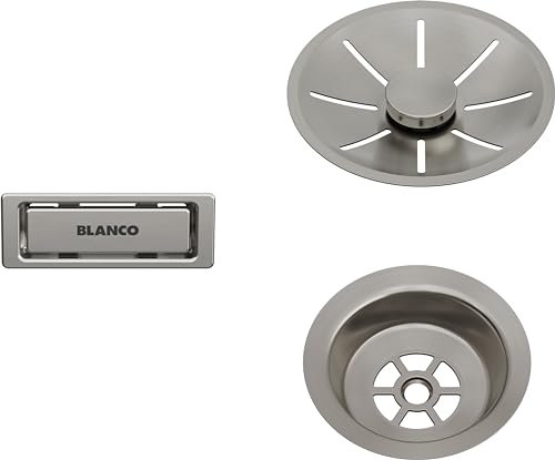 BLANCO Ablauf- und Überlaufset für Einzelbecken | satin platinum